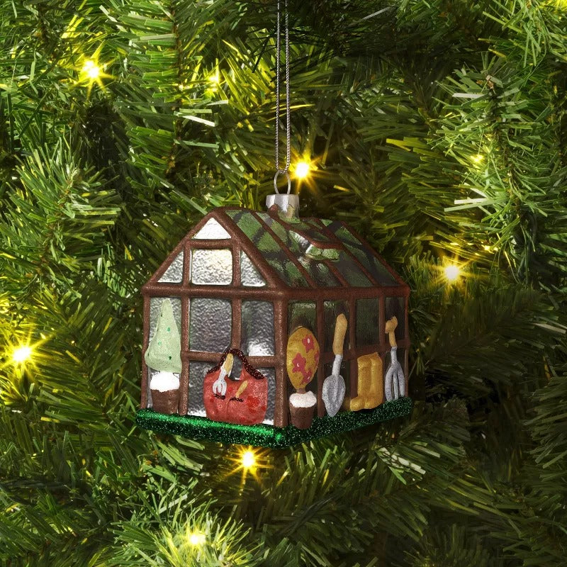 Christmas Glass Green House Ornament