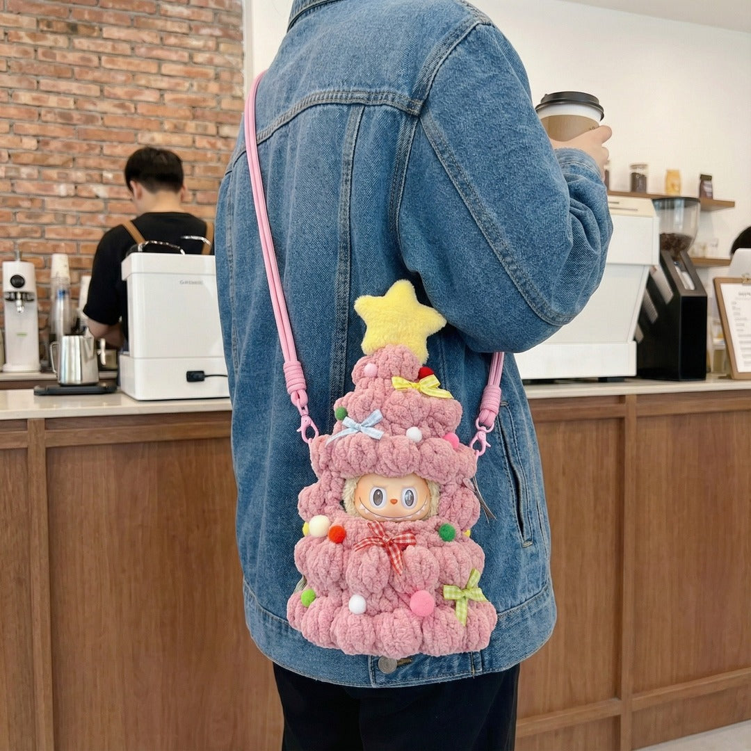 Labubu Strawberry Christmas Tree Outfit – With Carry Strap