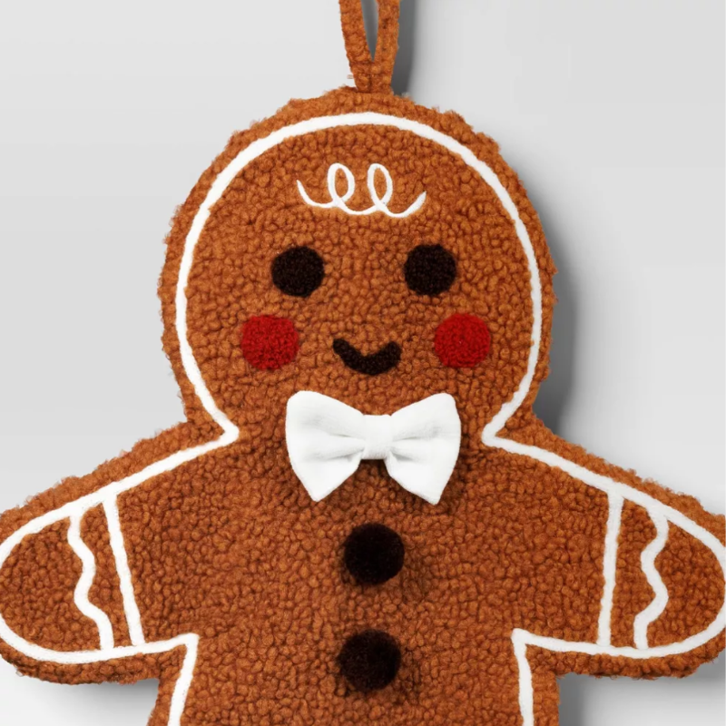 18" Christmas Faux Shearling Gingerbread Stocking