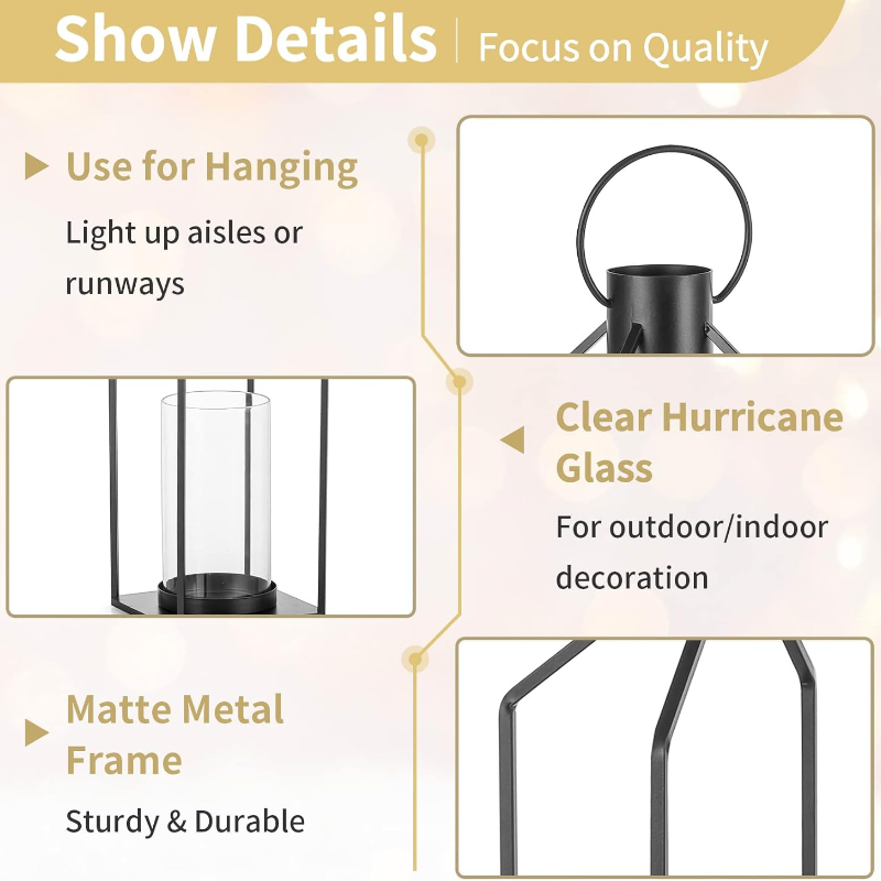 Two-piece Hanging Metal Pillar Candle Lantern