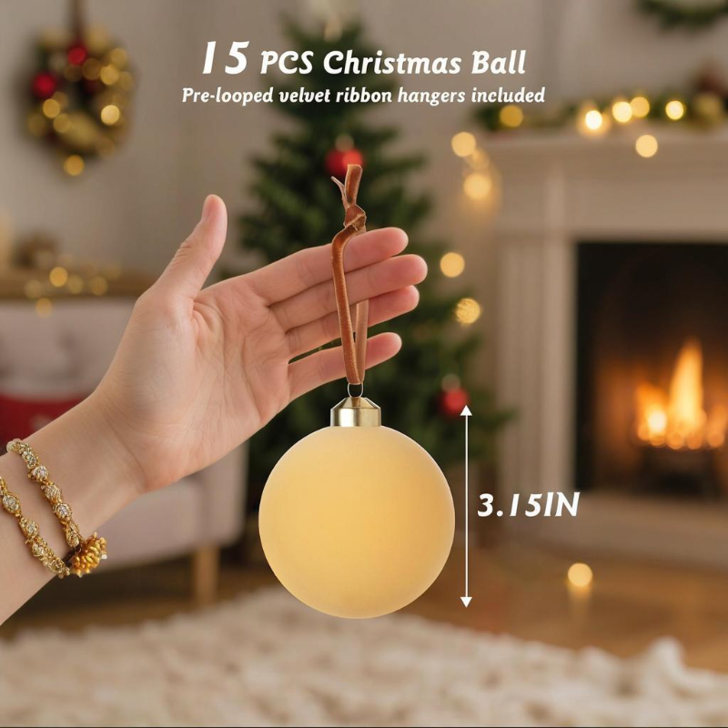 15-Piece Velvet Christmas Ornaments Set
