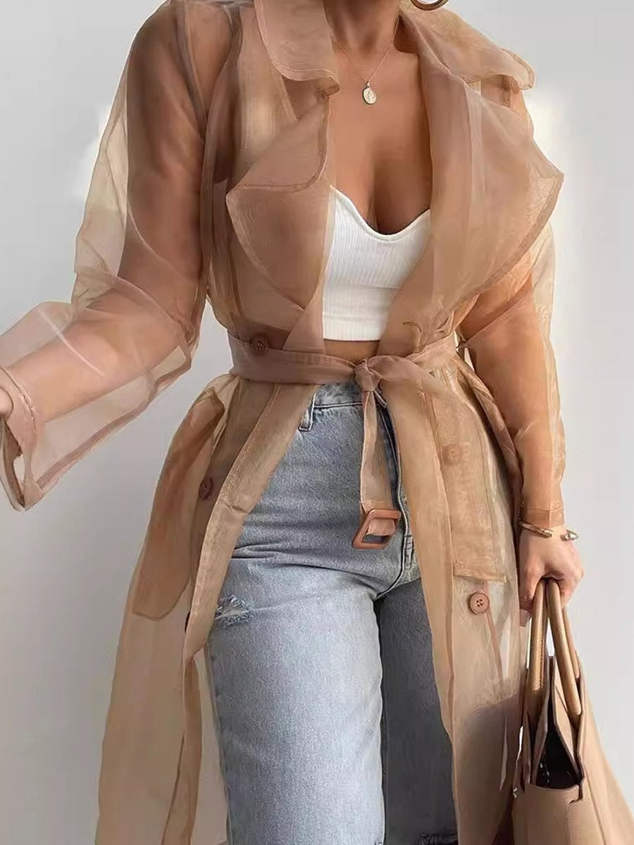 Solid Loose Lantern Sleeve Cardigan Shirt Jacket
