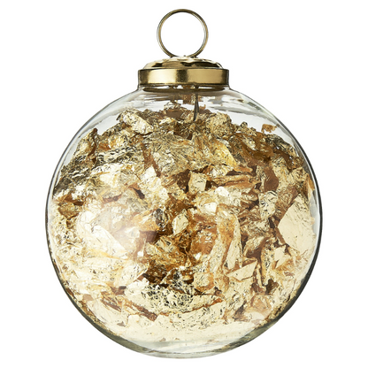 Set Of Two Gold-leaf Glass Ornaments, 4 Inches.