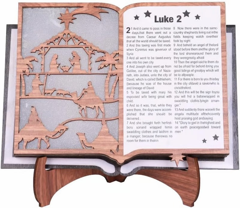 ✝️✨Wooden Nativity Scene Book Display With Light