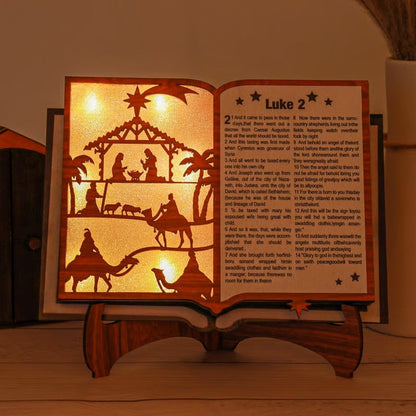 ✝️✨Wooden Nativity Scene Book Display With Light