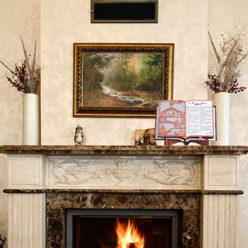 ✝️✨Wooden Nativity Scene Book Display With Light