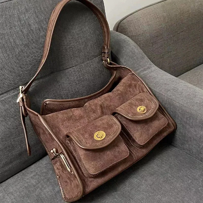 Large-Capacity Suede Shoulder Bag