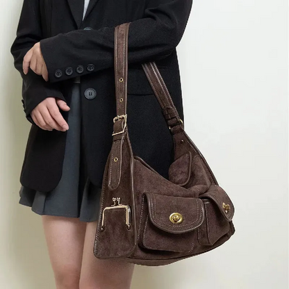 Large-Capacity Suede Shoulder Bag