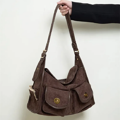 Large-Capacity Suede Shoulder Bag