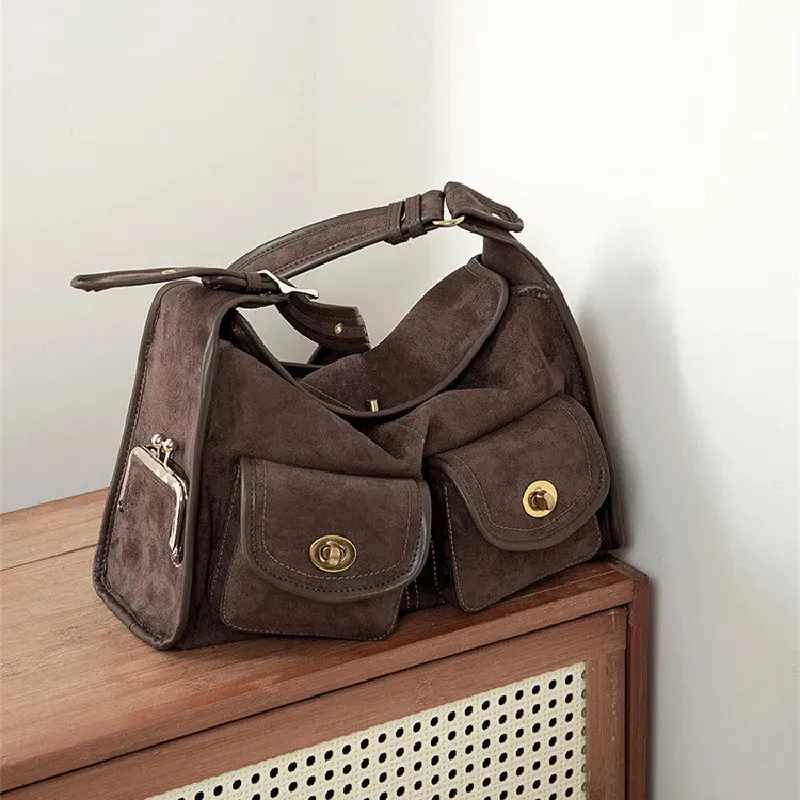 Large-Capacity Suede Shoulder Bag