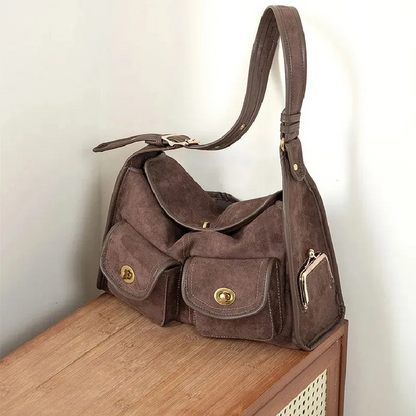 Large-Capacity Suede Shoulder Bag