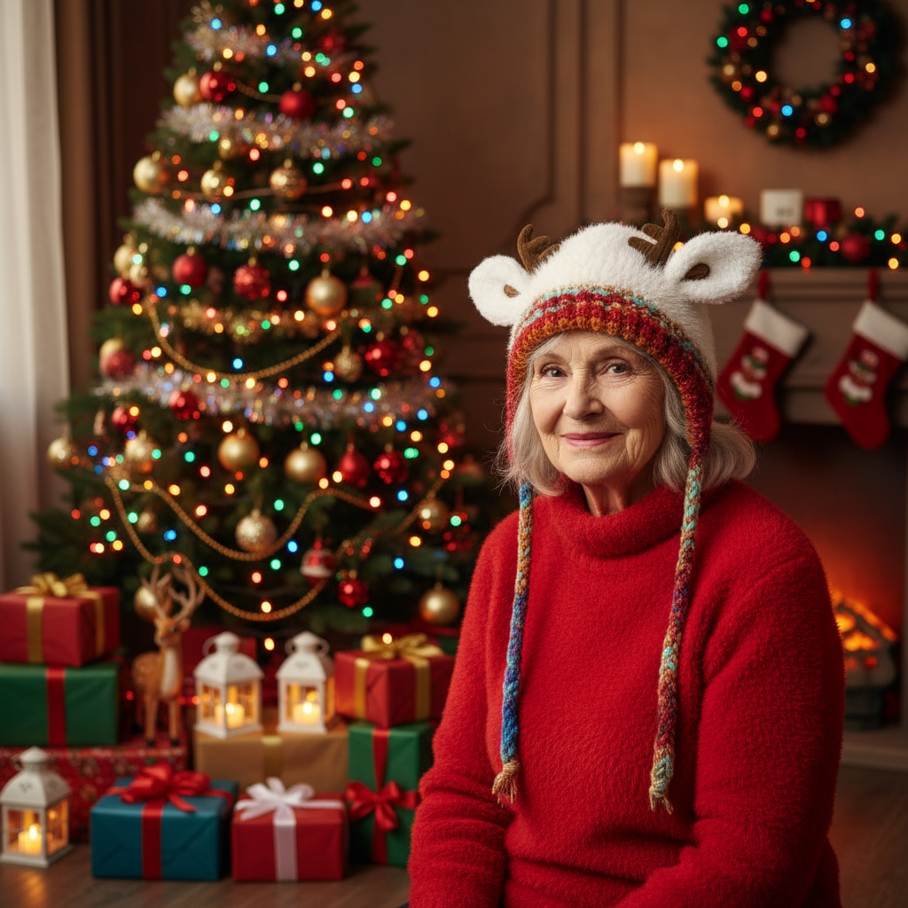 🎄🦌Cute Christmas Reindeer Antler Plush Hat