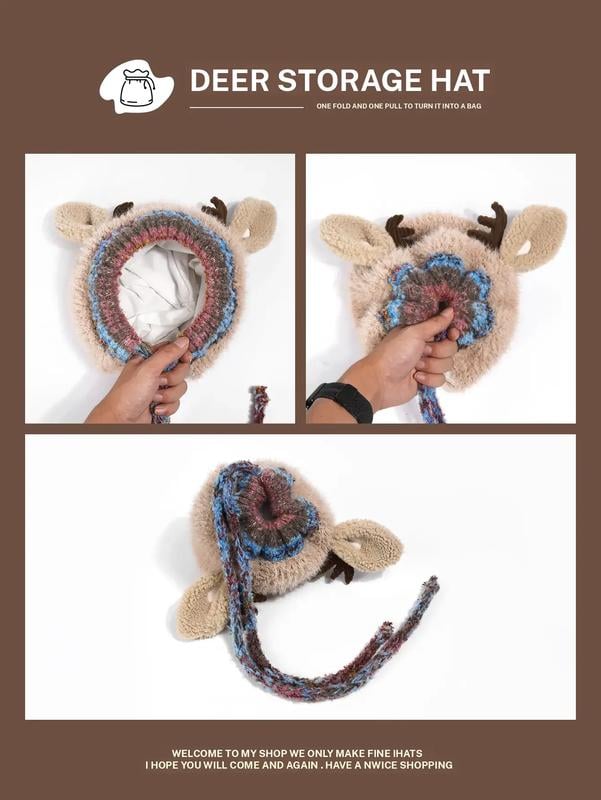 🎄🦌Cute Christmas Reindeer Antler Plush Hat