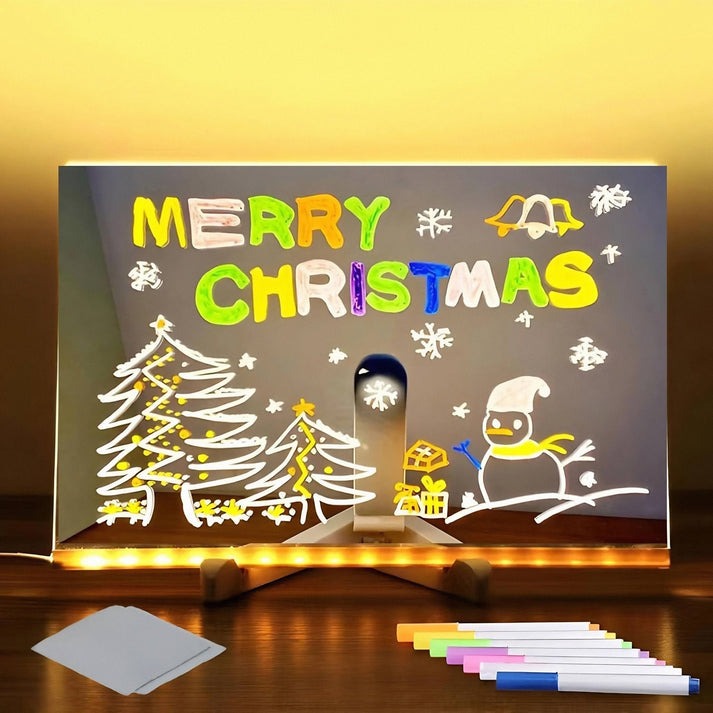 🎅Surprise price: only £8.99!!🎄LED Erasable DIY Acrylic Transparent Message Board🎁