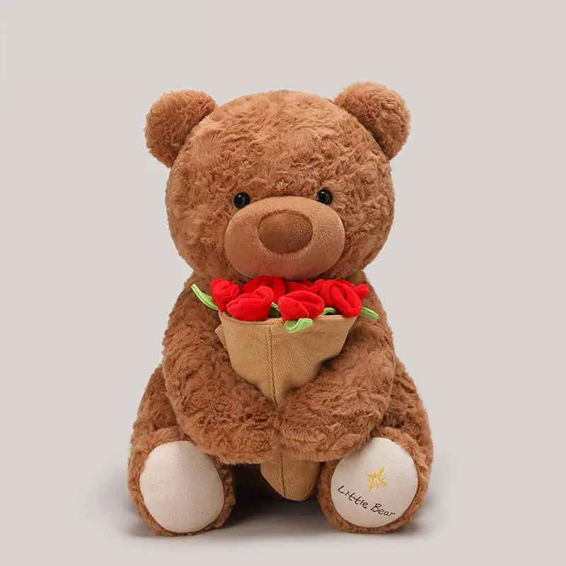 Teddy Bear With A Bouquet Of Flowers