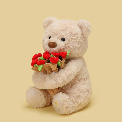 Teddy Bear With A Bouquet Of Flowers