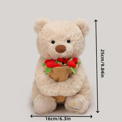 Teddy Bear With A Bouquet Of Flowers