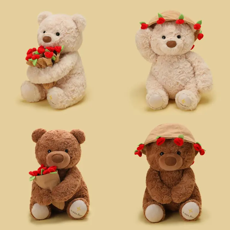 Teddy Bear With A Bouquet Of Flowers