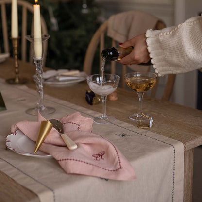 Embroidered Linen Napkins - Plaster Pink (set of 4)