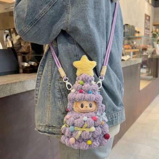 Labubu Lavender Christmas Tree Outfit – With Carry Strap