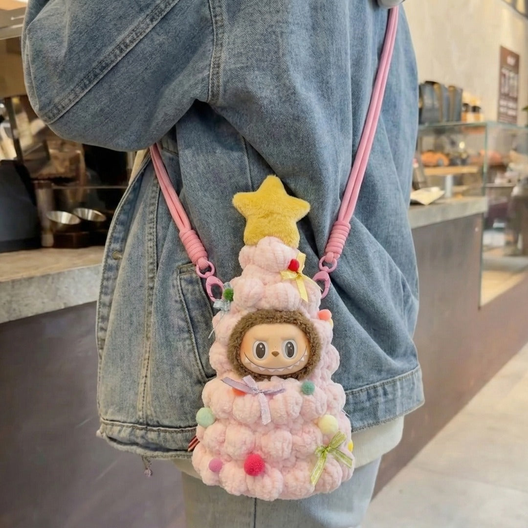 Labubu Pink Cloud Christmas Tree Outfit – With Carry Strap