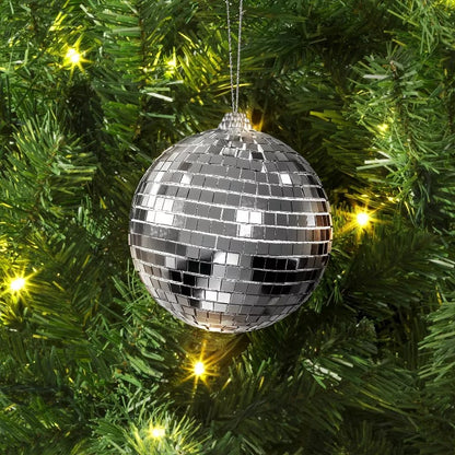 4" Christmas Disco Ball Ornament Silver