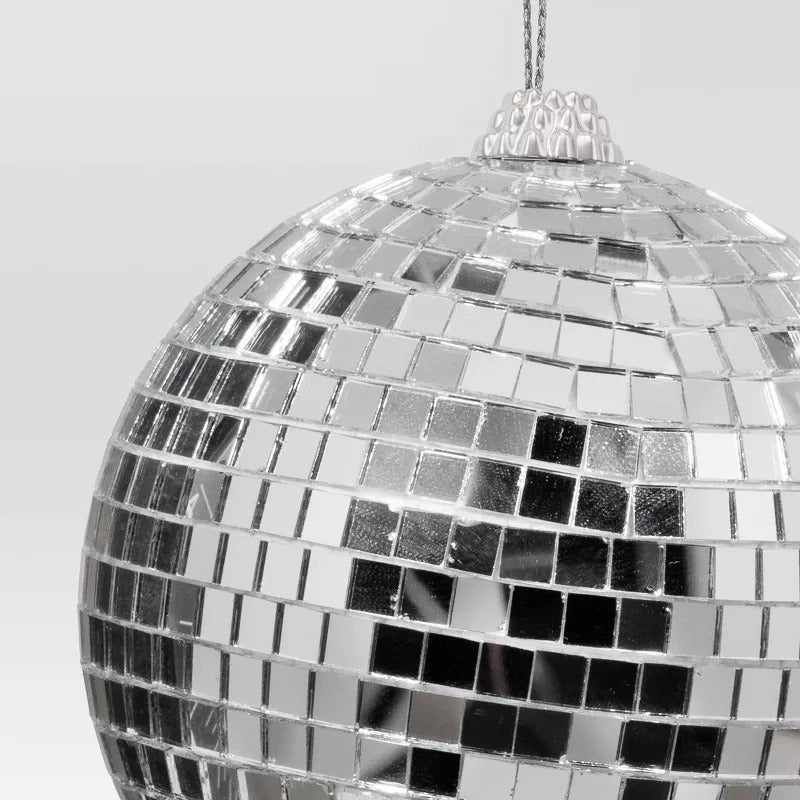 4" Christmas Disco Ball Ornament Silver