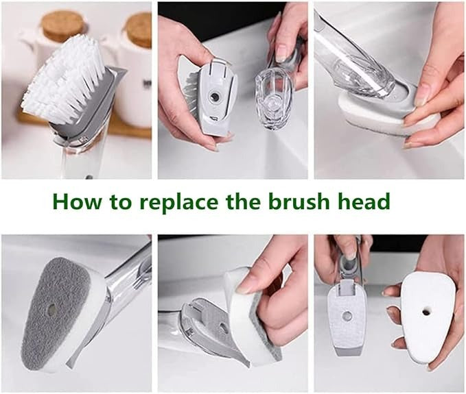 Dish Brush with Soap Dispenser,Washing Up Brush Set,