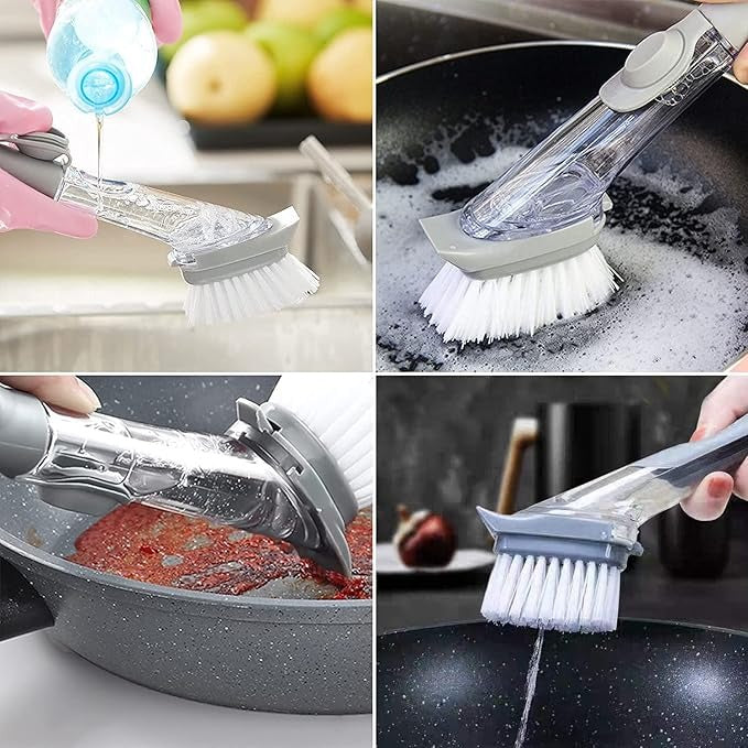 Dish Brush with Soap Dispenser,Washing Up Brush Set,