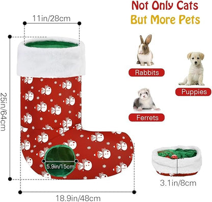 Cat Tunnel Christmas Sock with Bell Balls