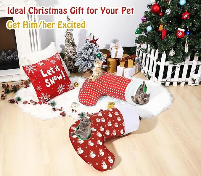 Cat Tunnel Christmas Sock with Bell Balls