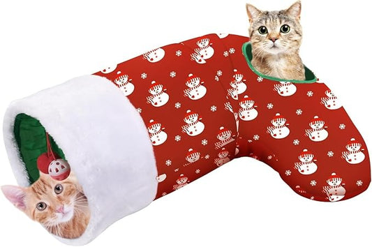Cat Tunnel Christmas Sock with Bell Balls