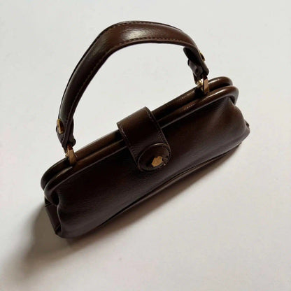 Choco Brown Chic Genuine Leather Kisslock Purse