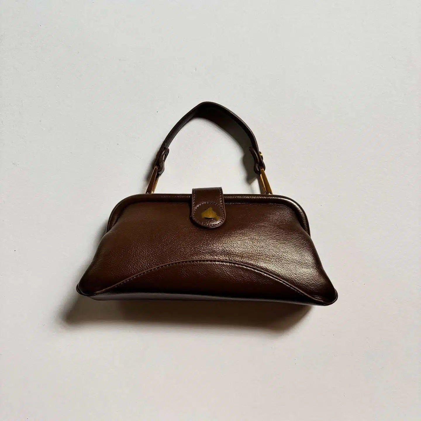 Choco Brown Chic Genuine Leather Kisslock Purse