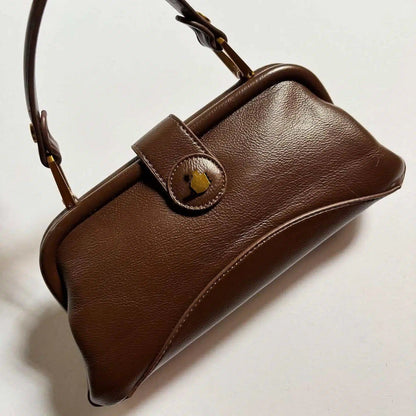 Choco Brown Chic Genuine Leather Kisslock Purse