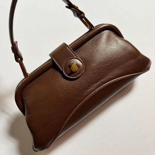 Choco Brown Chic Genuine Leather Kisslock Purse