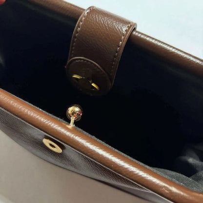 Choco Brown Chic Genuine Leather Kisslock Purse