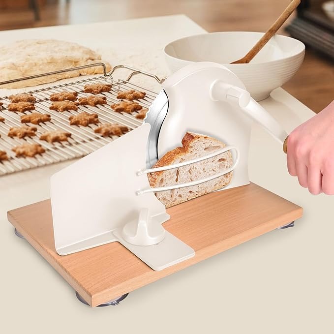 Manual Bread Slicer with Hand Crank, Classic Home Bread Slicer