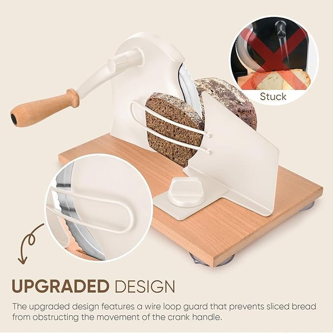 Manual Bread Slicer with Hand Crank, Classic Home Bread Slicer