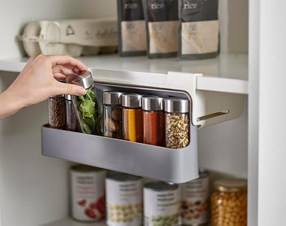 Spice Rack Organizer - Under-Shelf Kitchen Cabinet Storage Solution for Spices