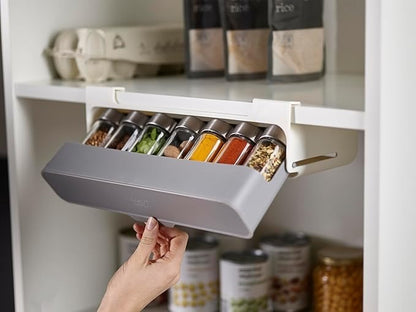 Spice Rack Organizer - Under-Shelf Kitchen Cabinet Storage Solution for Spices
