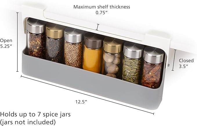 Spice Rack Organizer - Under-Shelf Kitchen Cabinet Storage Solution for Spices