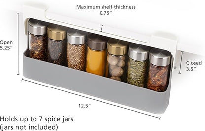 Spice Rack Organizer - Under-Shelf Kitchen Cabinet Storage Solution for Spices