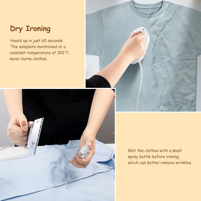 Travel Iron with Dual Voltage - 120V/220V Lightweight Dry Iron for Clothes (No Steam),
