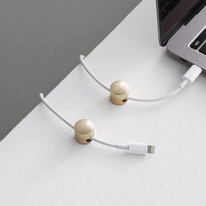 Premium Brass Cord Management for Home, Office & Car 4-Pack (Matte Brass)