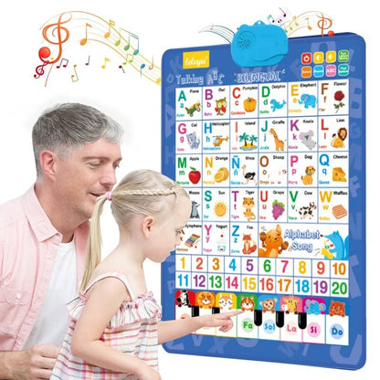 2025 New Talking Wall Chart for Kids – English & Spanish Learning Poster with Songs, ABCs, Numbers, Animal words & Piano