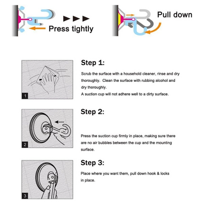 4-piece Set Of Powerful Suction Cup Hooks