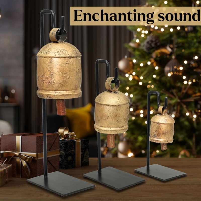 Rustic Vintage Metal Stand Trio With Harmony Bells