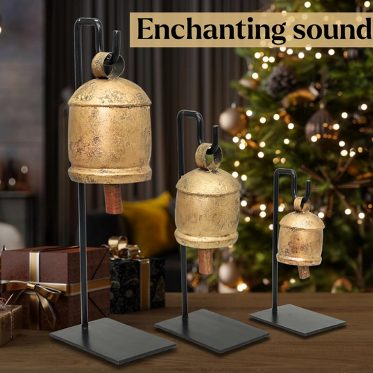 Rustic Vintage Metal Stand Trio With Harmony Bells