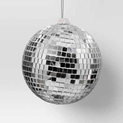 4" Christmas Disco Ball Ornament Silver